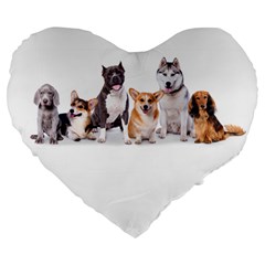 Doggie Dog Large 19  Premium Flano Heart Shape Cushion by ImageReunion