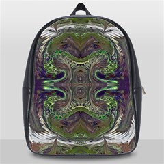 Olive Green Arabesque School Bag (xl) by kaleidomarblingart