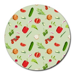 Seamless Pattern With Vegetables  Delicious Vegetables Round Mousepads by SychEva