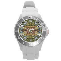 Abstract Symmetry Round Plastic Sport Watch (l) by kaleidomarblingart