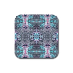 Turquoise Pink Module  Rubber Square Coaster (4 Pack)  by kaleidomarblingart