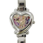 Marbling Collage Heart Italian Charm Watch Front