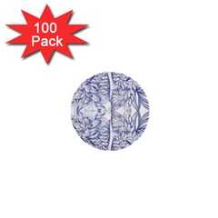 Blue Biro Ornate 1  Mini Buttons (100 Pack)  by kaleidomarblingart