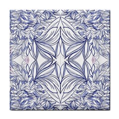 Blue Biro Repeats Iv Tile Coaster by kaleidomarblingart