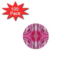 Magenta Marbling Symmetry 1  Mini Buttons (100 Pack)  by kaleidomarblingart