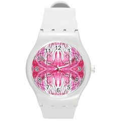 Magenta Symmetry Iv Round Plastic Sport Watch (m) by kaleidomarblingart