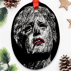 Creepy Head Sculpture Artwork Ornament (oval) by dflcprintsclothing