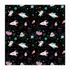 Funny Astronauts, Rockets And Rainbow Space Medium Glasses Cloth (2 Sides) by SychEva