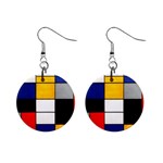 Composition A By Piet Mondrian Mini Button Earrings Front