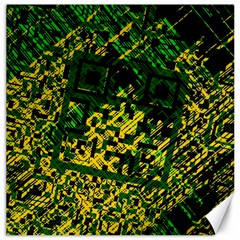 Root Humanity Bar And Qr Code Green And Yellow Doom Canvas 16  X 16  by WetdryvacsLair