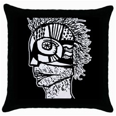 Cyber Punk Portrait Poster Illustration Throw Pillow Case (black) by dflcprintsclothing