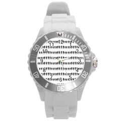 Athletic Running Graphic Silhouette Pattern Round Plastic Sport Watch (l) by dflcprintsclothing