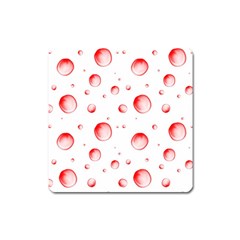 Red Drops On White Background Square Magnet by SychEva