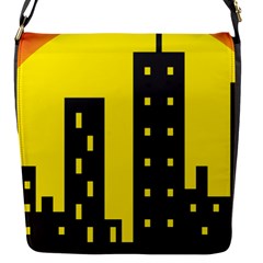 Skyline-city-building-sunset Flap Closure Messenger Bag (s) by Sudhe