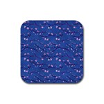 Branches With Peach Flowers Rubber Coaster (Square)  Front