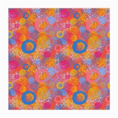 Multicolored Splashes And Watercolor Circles On A Dark Background Medium Glasses Cloth (2 Sides) by SychEva