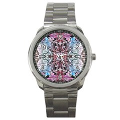 Abstract Waves  Sport Metal Watch by kaleidomarblingart