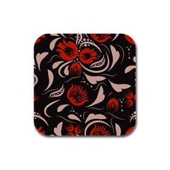 Folk Flowers Pattern Floral Surface Design Seamless Pattern Rubber Square Coaster (4 Pack)  by Eskimos