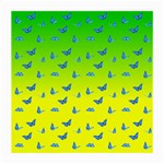 Blue Butterflies at yellow and green, two color tone gradient Medium Glasses Cloth (2 Sides) Front