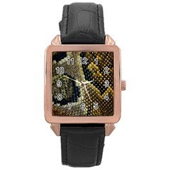 Leatherette Snake 2 Rose Gold Leather Watch  by skindeep