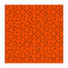 Halloween, Black Bats Pattern On Orange Medium Glasses Cloth (2 Sides) by Casemiro