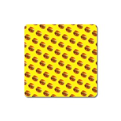 Vector Burgers, Fast Food Sandwitch Pattern At Yellow Square Magnet by Casemiro