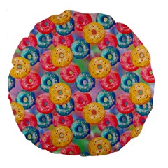 Multicolored Donuts Large 18  Premium Round Cushions by SychEva