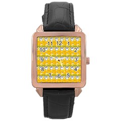 Cartoon Pattern Rose Gold Leather Watch  by Sparkle