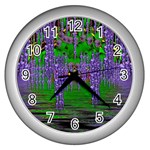 A Island Of Flowers In The Calm Sea Wall Clock (Silver) Front