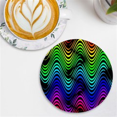 Abstract Rainbow Curves Pattern Uv Print Round Tile Coaster by Casemiro