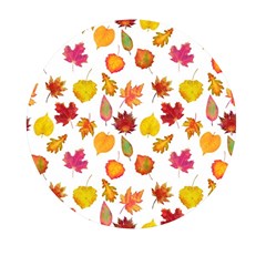 Watercolor Autumn Leaves Mini Round Pill Box by SychEva