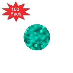 Light Reflections Abstract No9 Turquoise 1  Mini Buttons (100 Pack)  by DimitriosArt