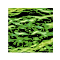 Green  Waves Abstract Series No11 Small Satin Scarf (square) by DimitriosArt