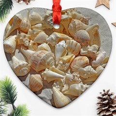 Sea-shells Bg Ornament (heart) by SomethingForEveryone