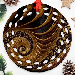 Shell Fractal In Brown Round Filigree Ornament (two Sides) by SomethingForEveryone