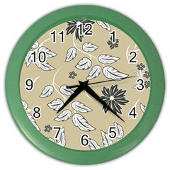 Folk Flowers Print Floral Pattern Ethnic Art Color Wall Clock by Eskimos