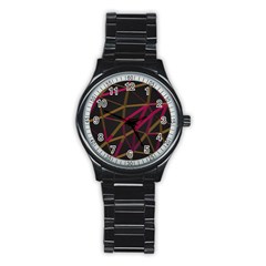 3d Lovely Geo Lines Xi Stainless Steel Round Watch by Uniqued