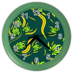 Folk Flowers Print Floral Pattern Ethnic Art Color Wall Clock by Eskimos