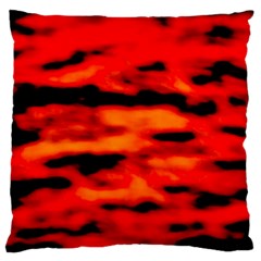 Red  Waves Abstract Series No16 Large Cushion Case (two Sides) by DimitriosArt