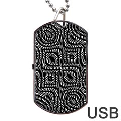 Black And White Abstract Tribal Print Dog Tag Usb Flash (one Side) by dflcprintsclothing