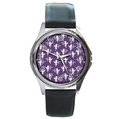 Cupid Pattern Round Metal Watch by Valentinaart