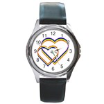 Rainbow Hearts Round Metal Watch Front