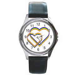 Rainbow Hearts Round Metal Watch by UniqueThings