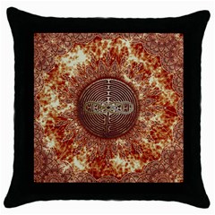 Chartres Double Infinity Antique Mandala Throw Pillow Case (black) by EDDArt