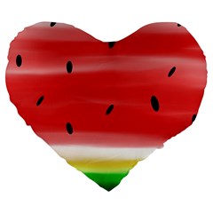 Painted Watermelon Pattern, Fruit Themed Apparel Large 19  Premium Heart Shape Cushions by Casemiro