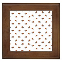 Funny Cartoon Sketchy Snail Drawing Pattern Framed Tile by dflcprintsclothing