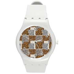 Animal Skin Pattern Round Plastic Sport Watch (m) by Sparkle