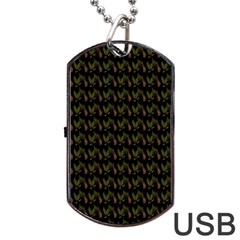 Fern Pattern 2 Black Dog Tag Usb Flash (one Side) by violetheavensky