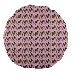 Fern Pattern 2 Pink Large 18  Premium Round Cushions by violetheavensky