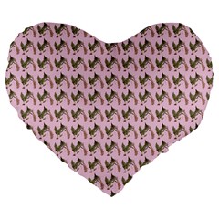 Fern Pattern 2 Pink Large 19  Premium Flano Heart Shape Cushions by violetheavensky